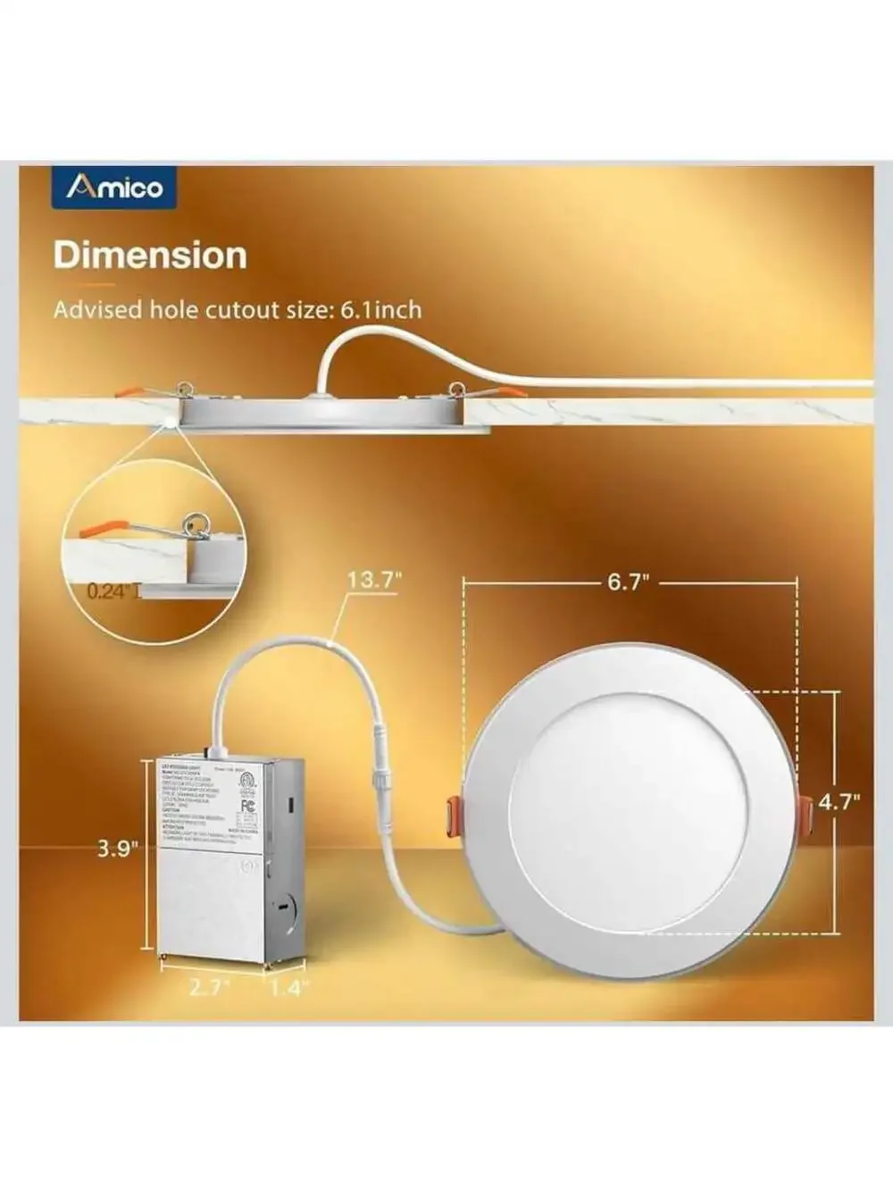 24 Pack 6 Inch 5CCT LED Recessed Ceiling Lights with Night Light - New in Box